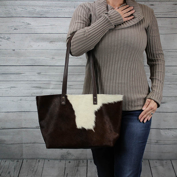 Hair On Leather Tote (Brown & White)